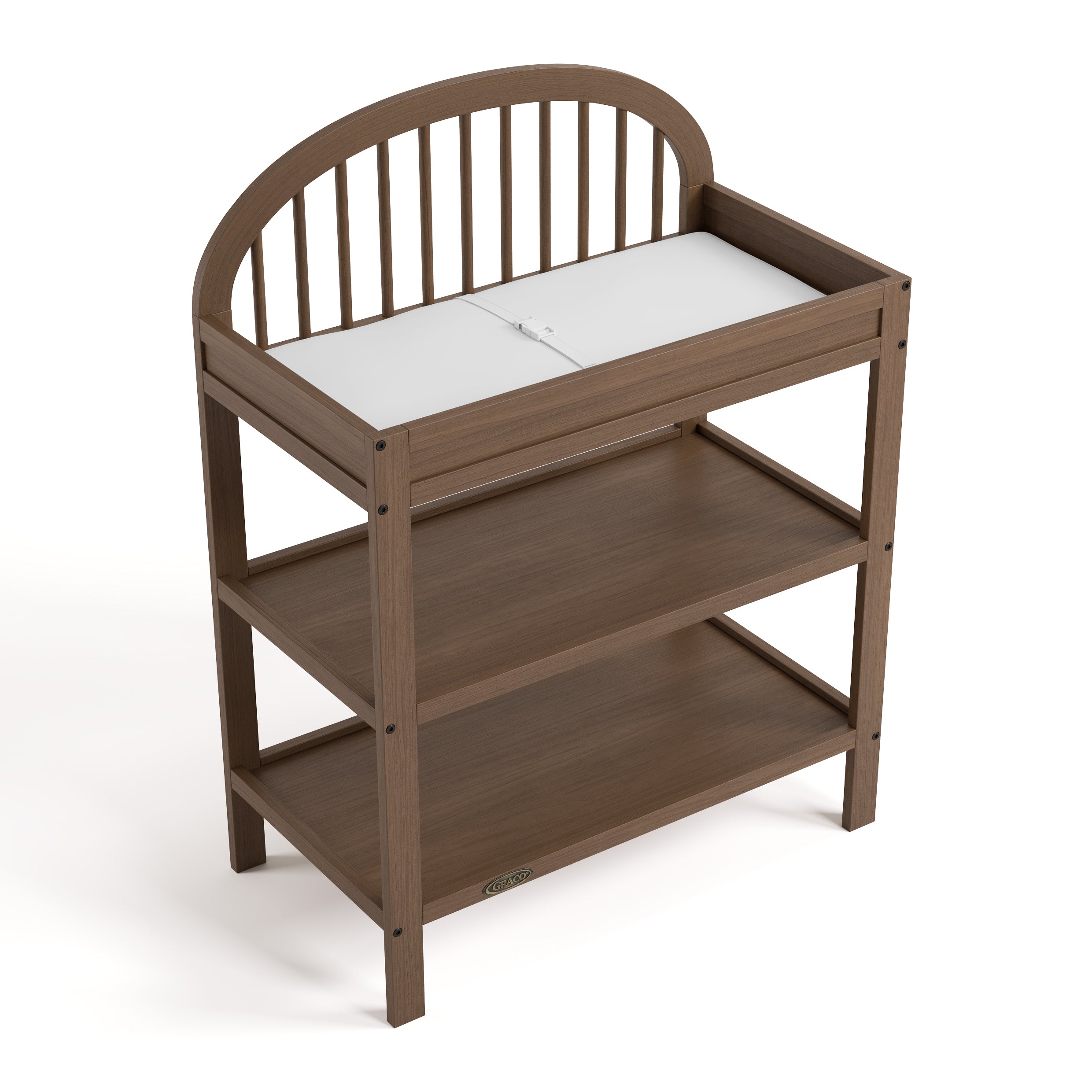 Olivia hazelnut changing table top view