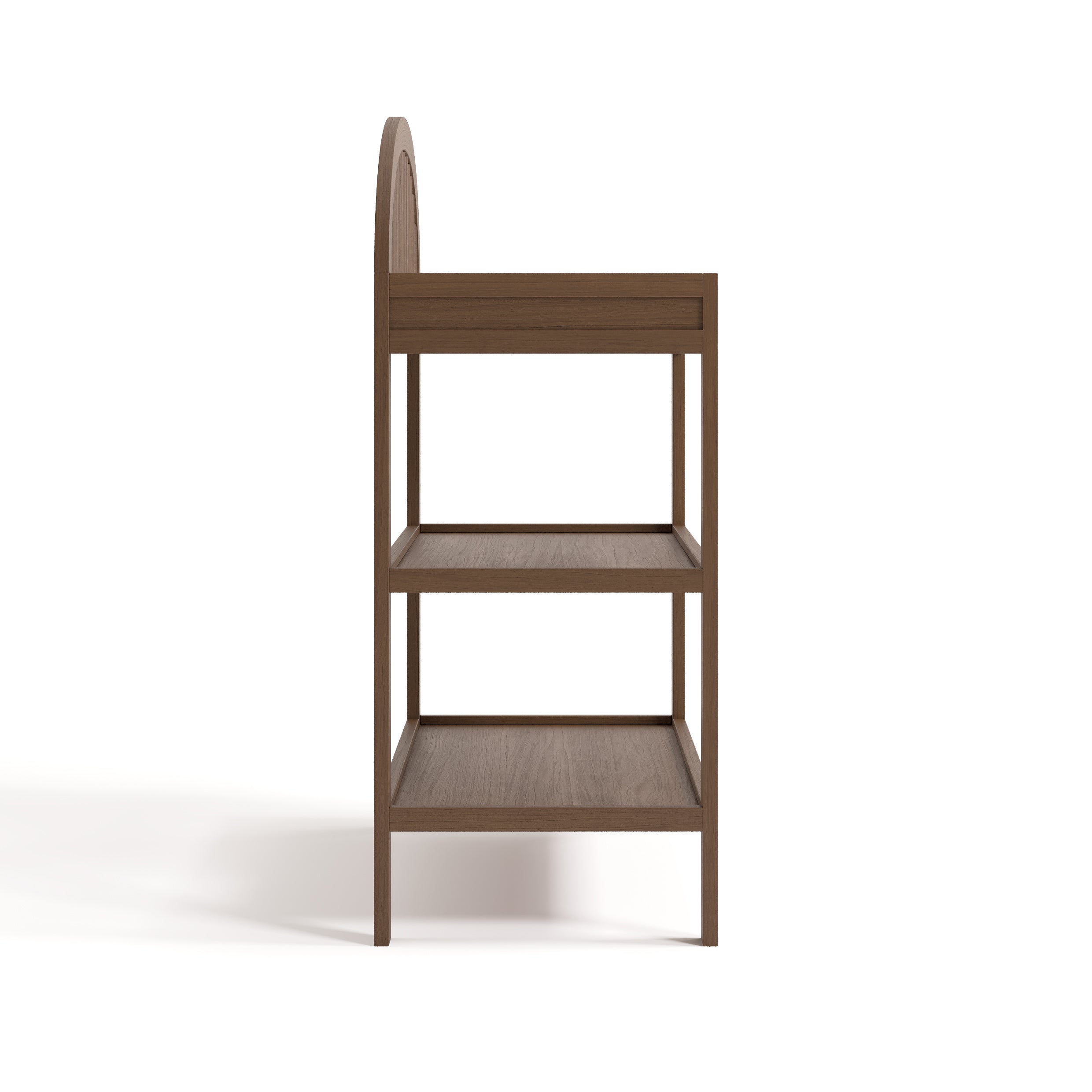 Olivia hazelnut changing table side view