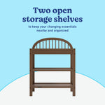 Olivia hazelnut changing table storage callout