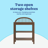 Olivia hazelnut changing table storage callout