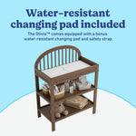 Olivia hazelnut changing table changing pad callout