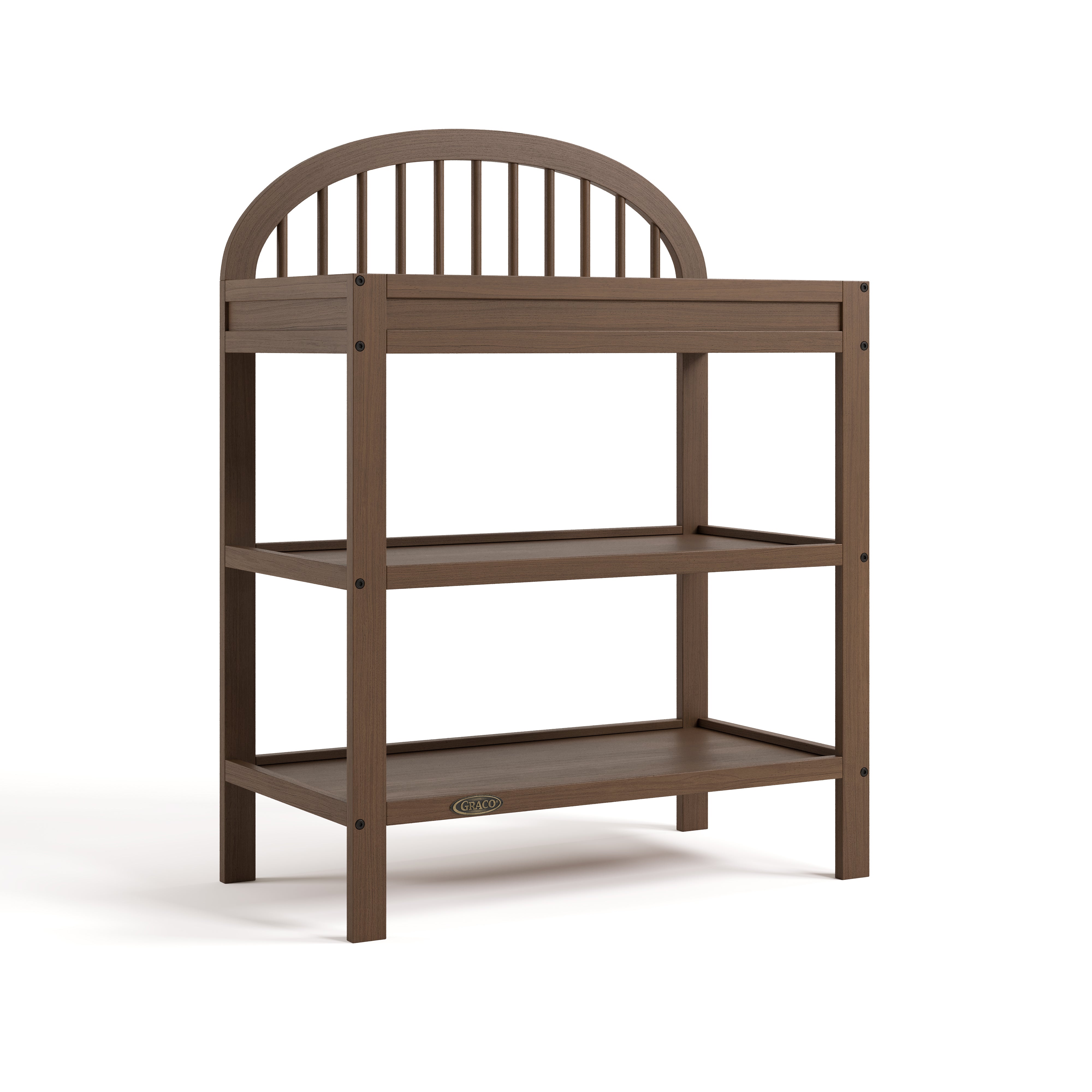 Olivia hazelnut changing table angle view