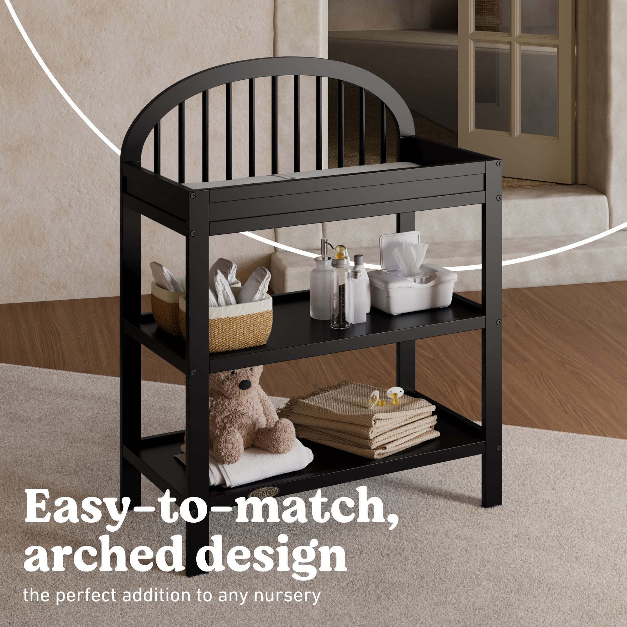 Olivia black changing table callout