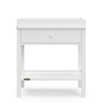 White Graco storage changing table front view