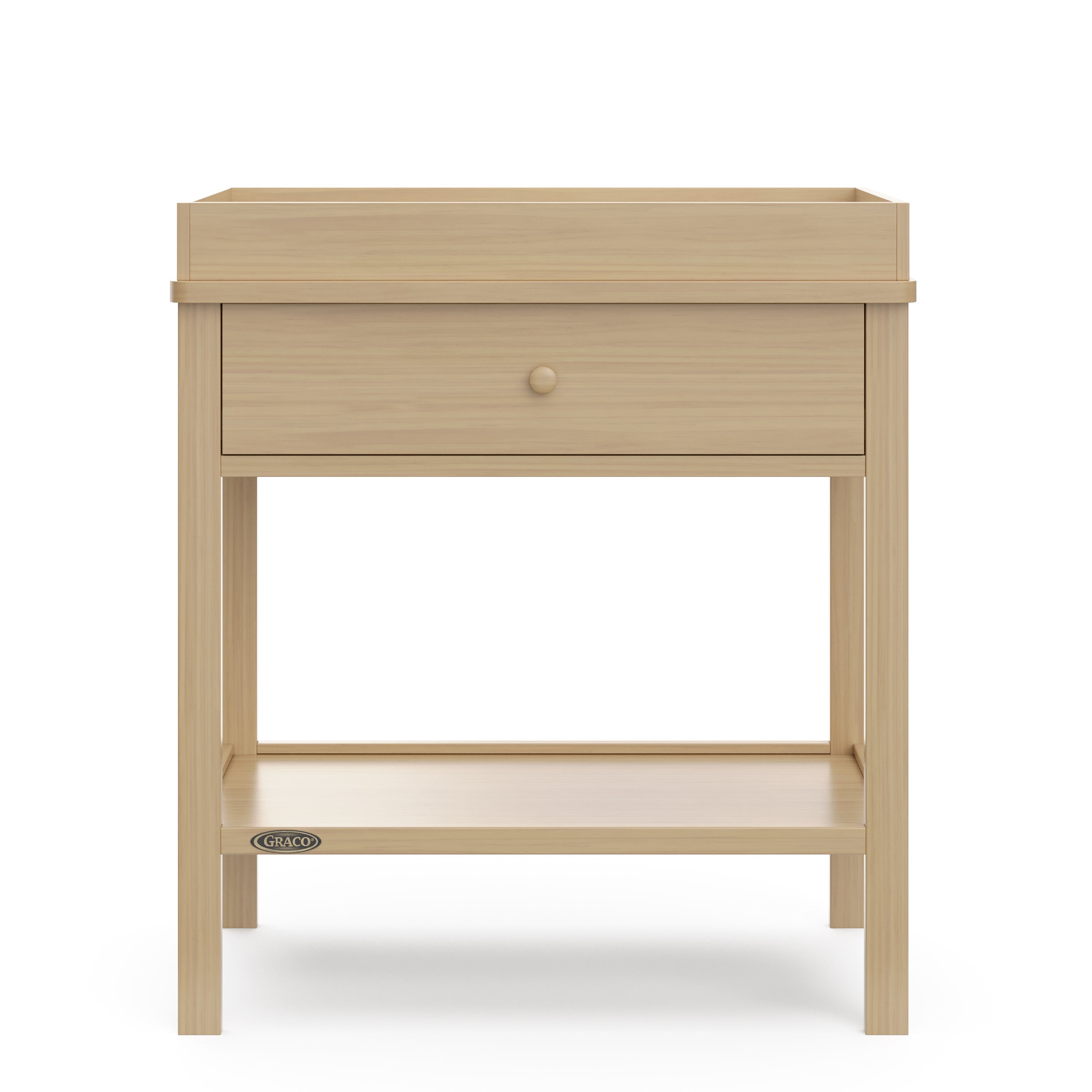 Driftwood Graco storage changing table front view