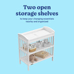 Benton white changing table storage callout