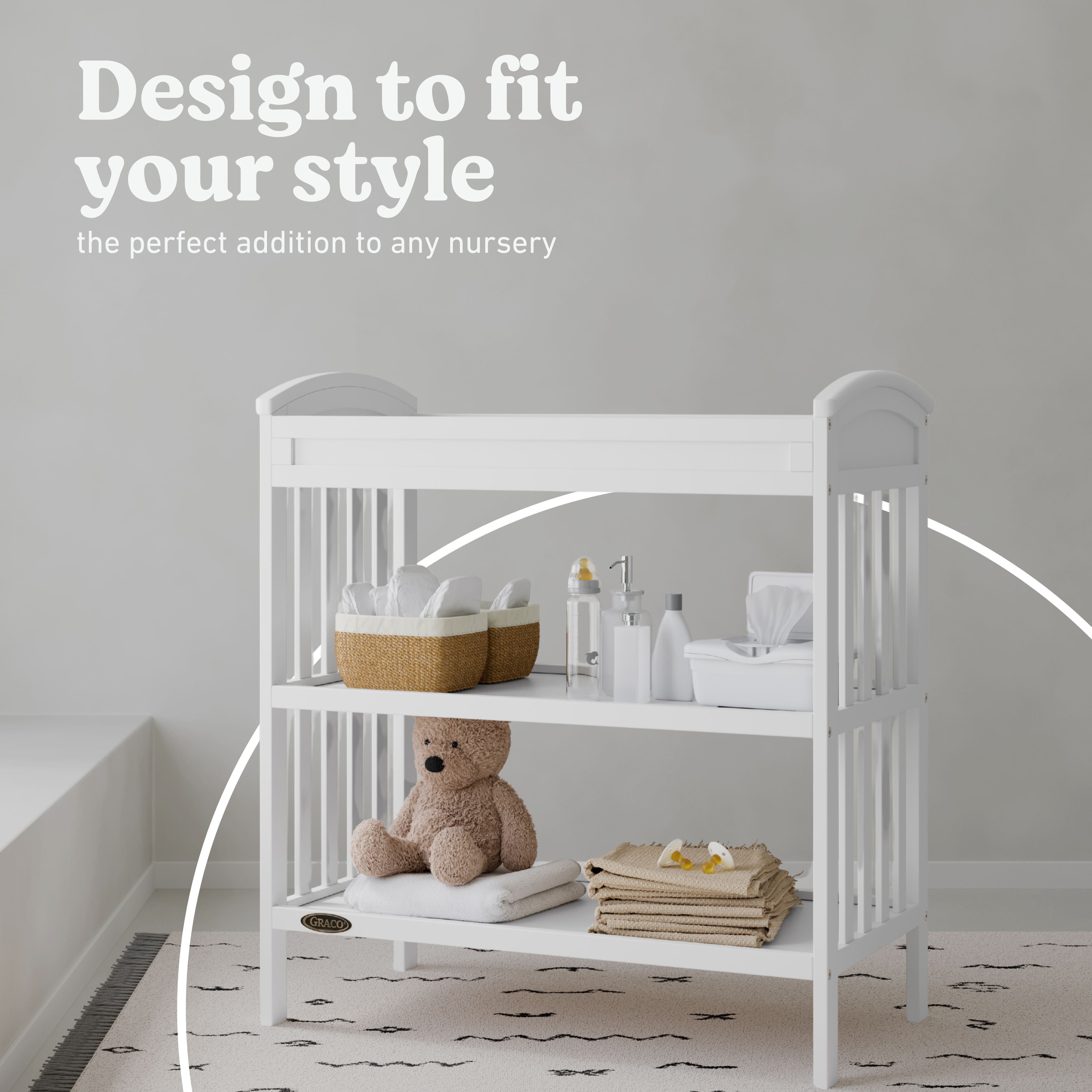 Benton white changing table style callout