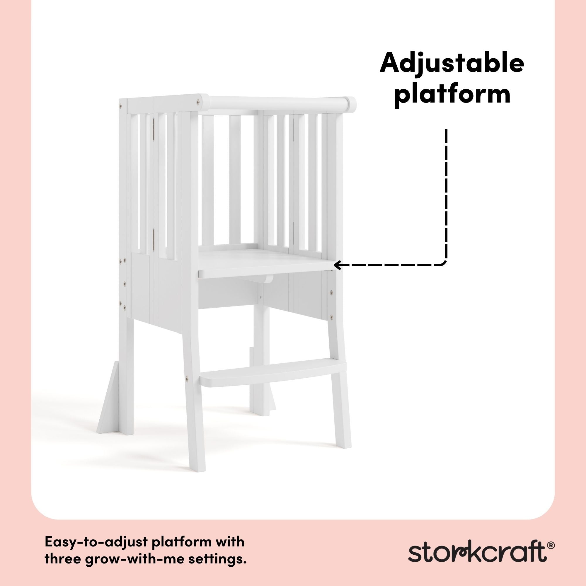 toddler white step stool adjustable platform callout