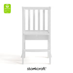 toddler white step stool with GGG logo on top left