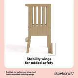 toddler driftwood step stool stability wings callout
