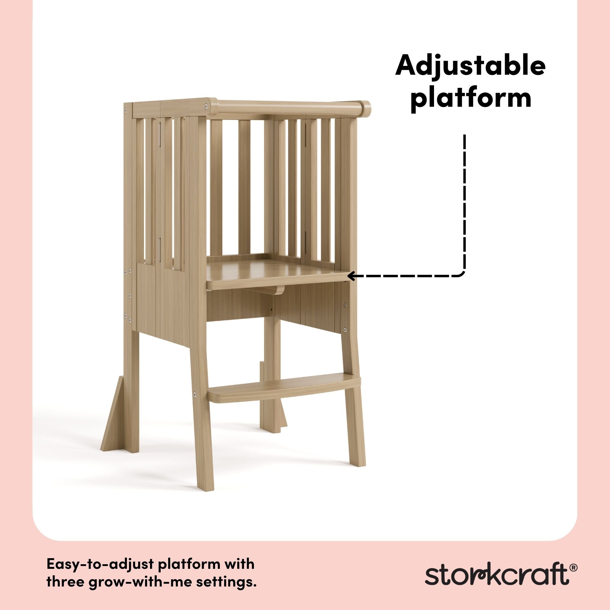 toddler driftwood step stool adjustable platform callout