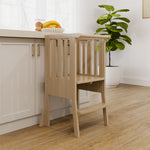 Toddler driftwood step stool in a kitchen