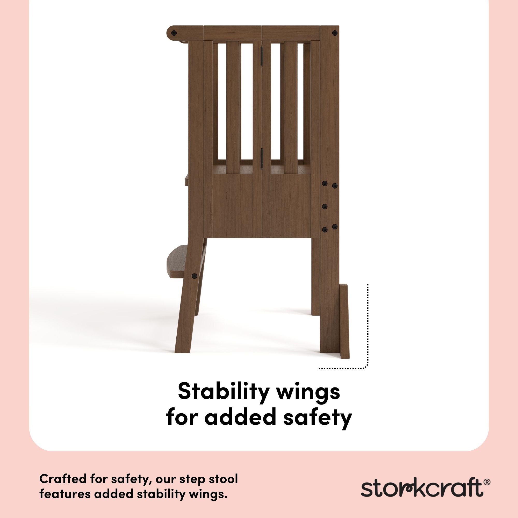 toddler hazelnut step stool stability wings callout
