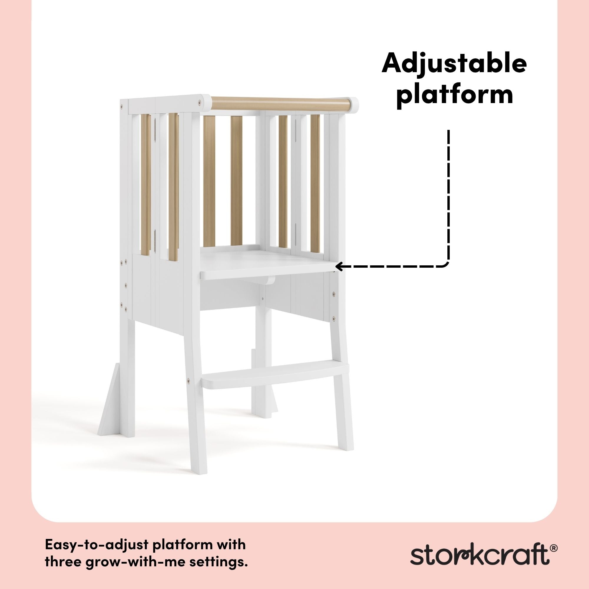 toddler white with driftwood step stool adjustable platform callout