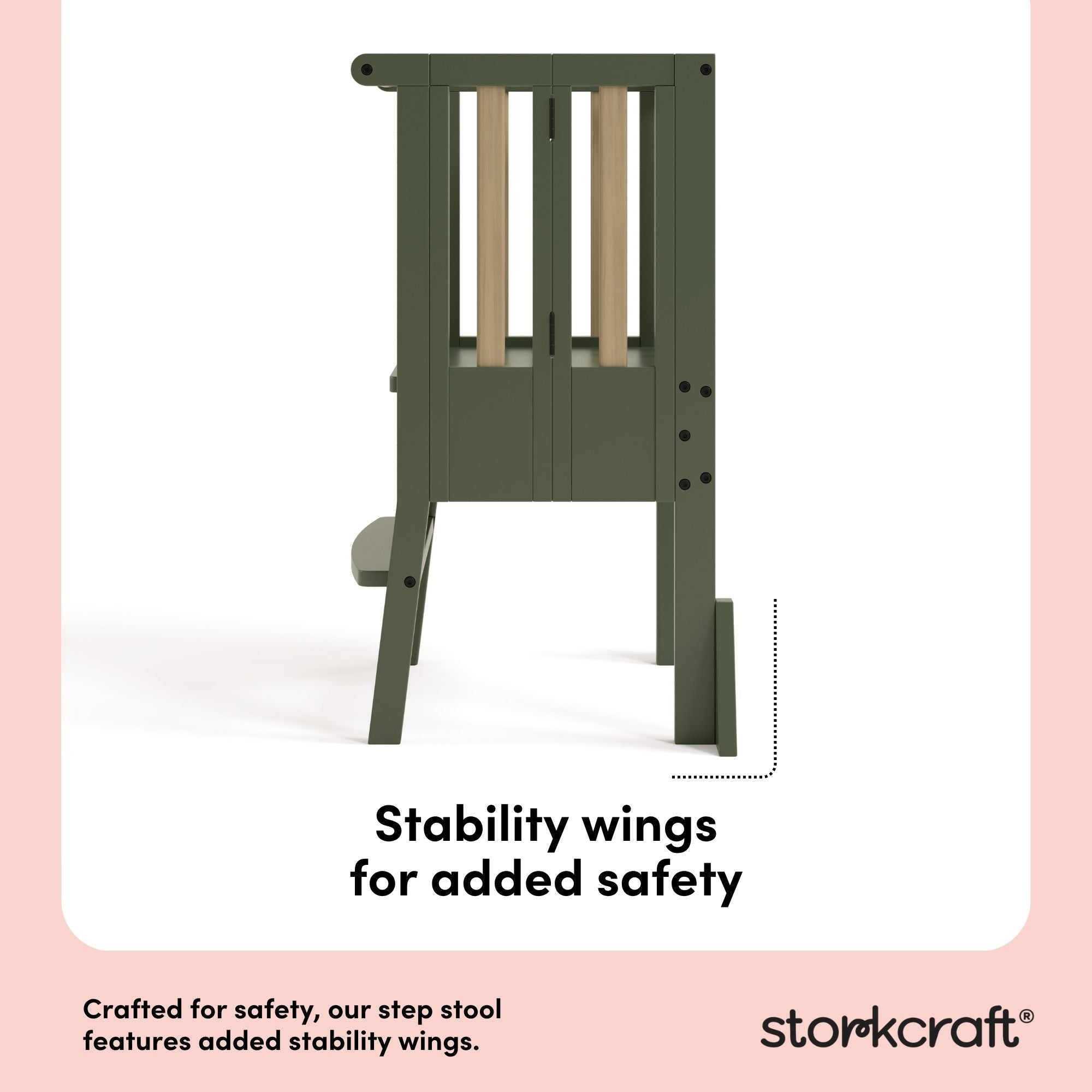 toddler olive with driftwood step stool stability wings callout