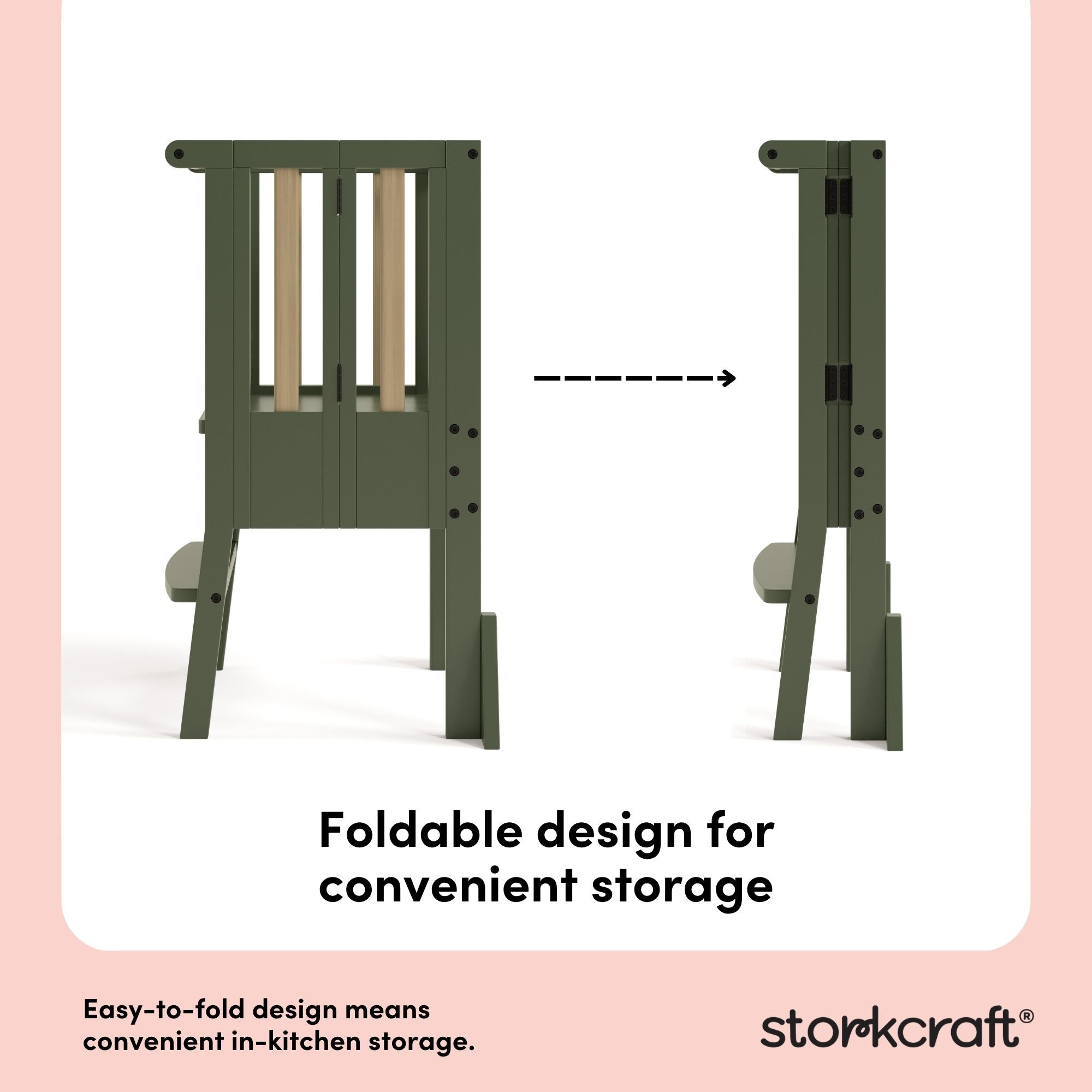 toddler olive with driftwood step stool foldable design callout
