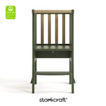 toddler olive with driftwood step stool with GGG logo on top left