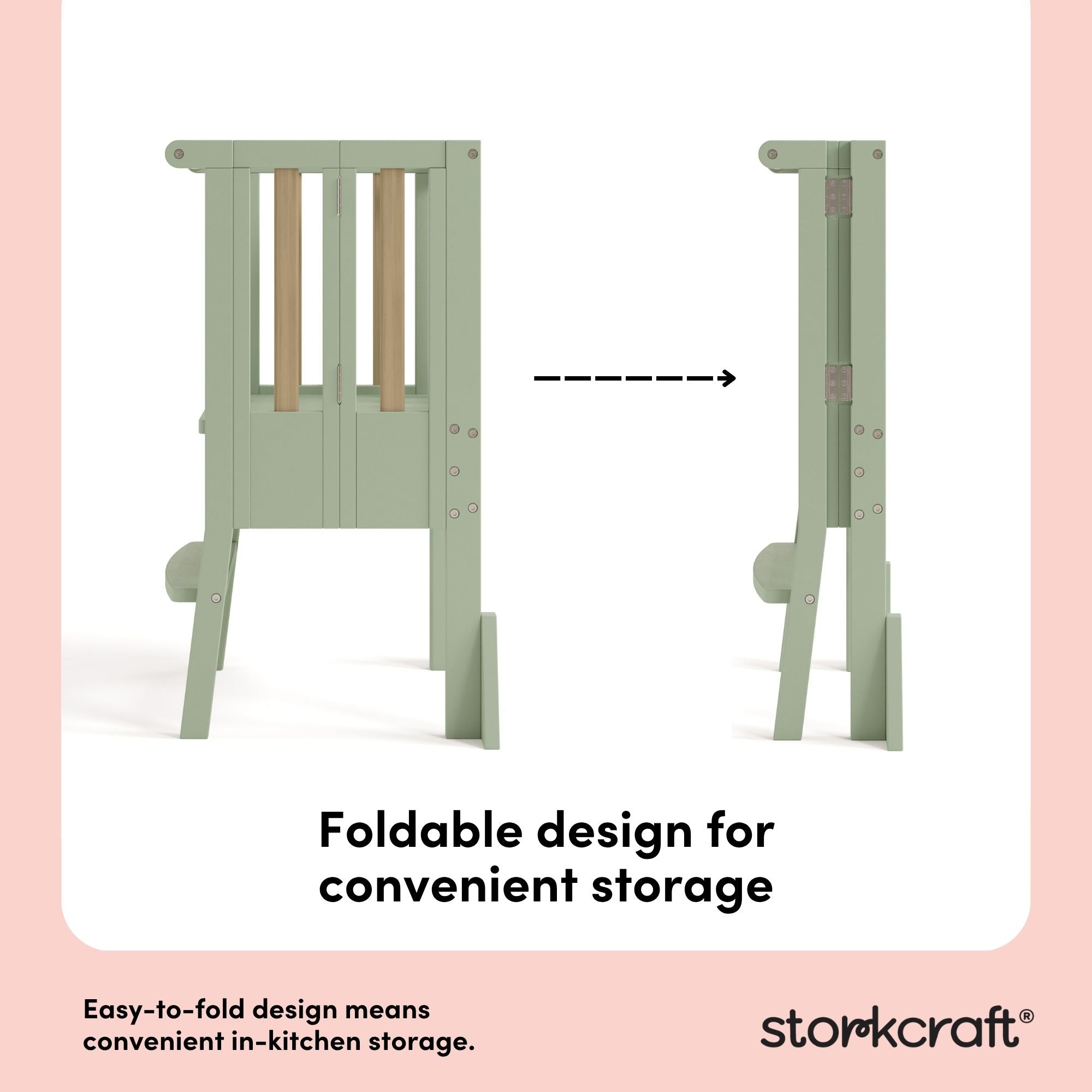 toddler sage with driftwood step stool foldable design callout
