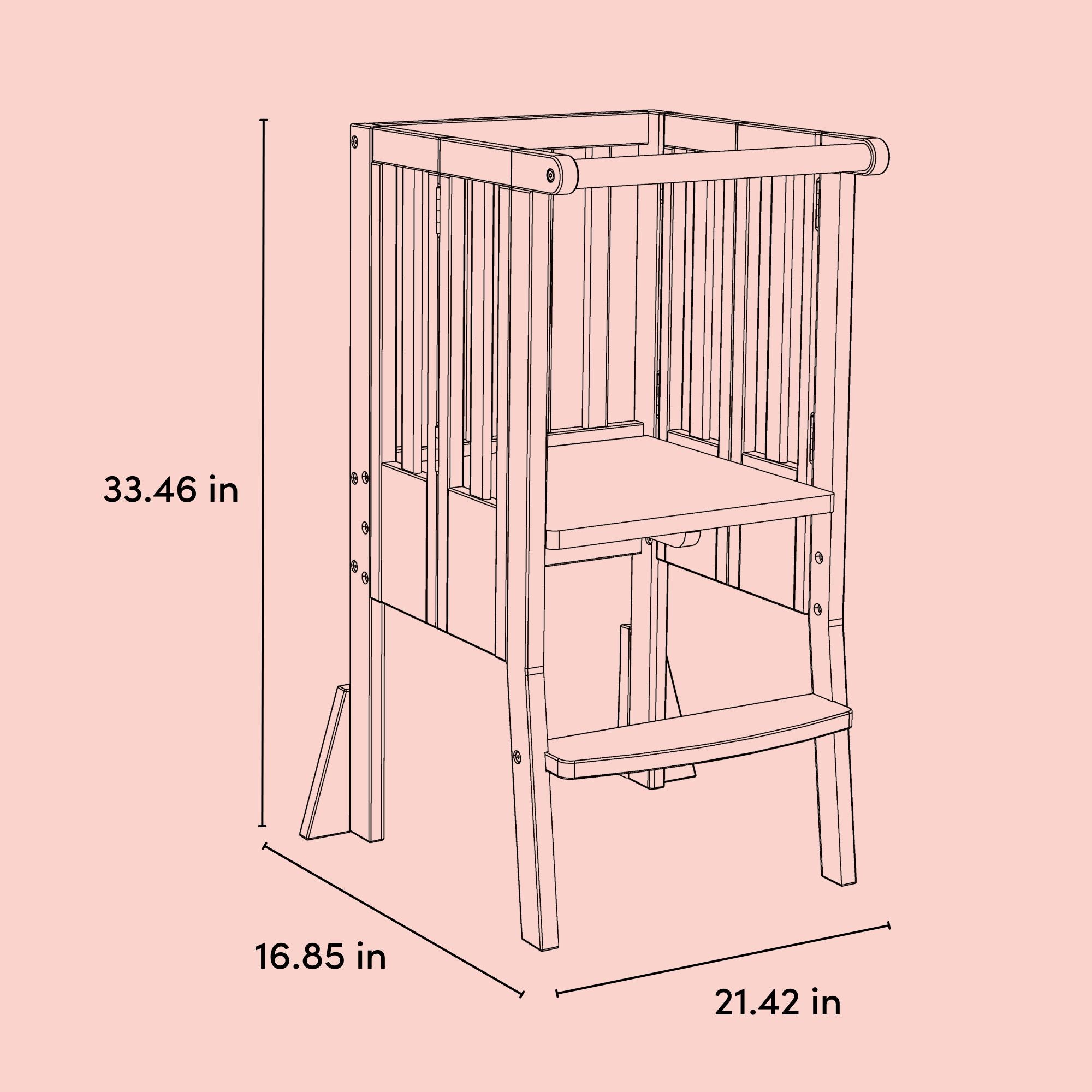 Toddler step stool drawing with dimensions
