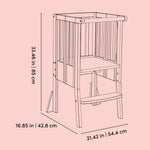 Toddler step stool line drawing with dimensions