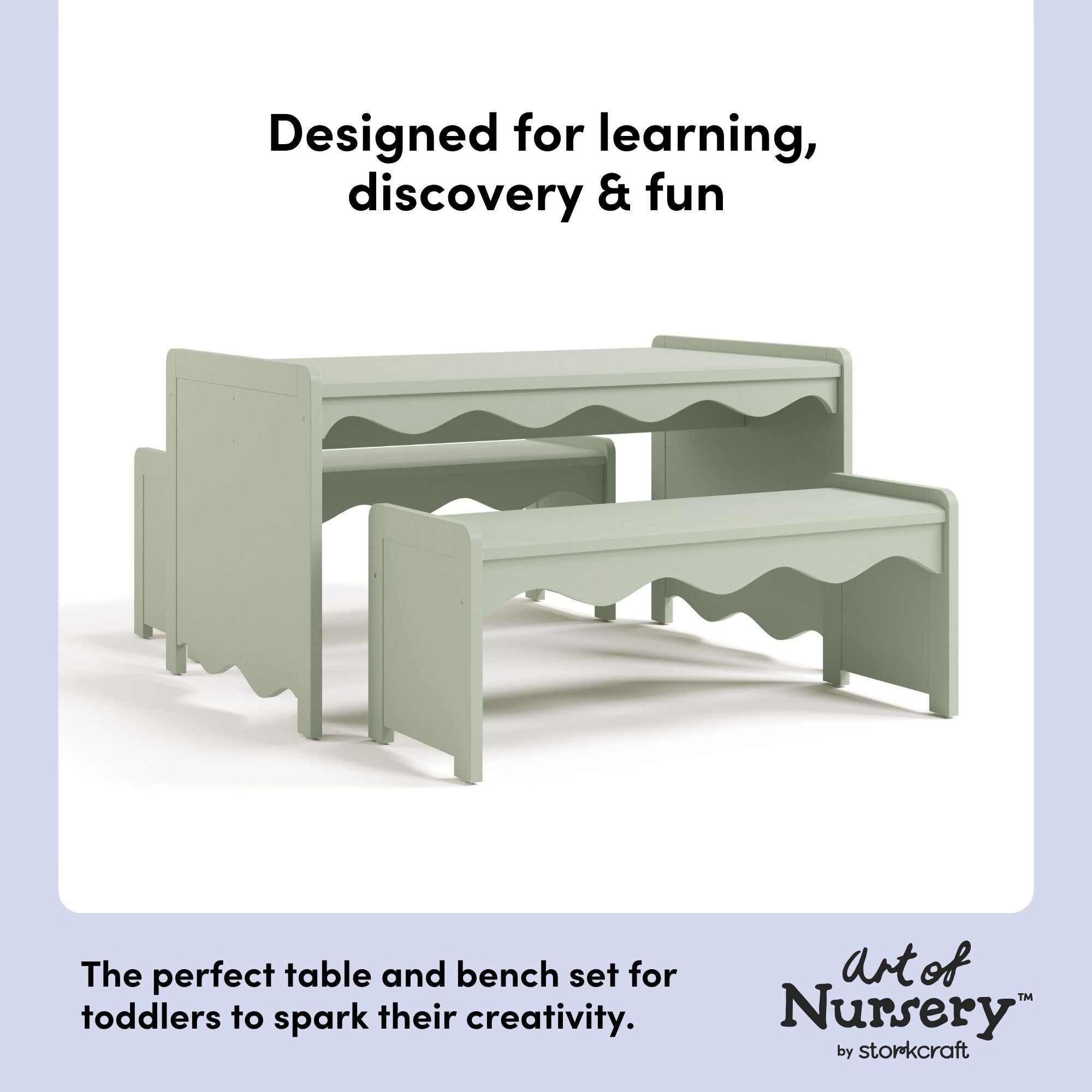 Casablanca sage table and bench set design callout