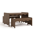 Angle view of Casablanca hazelnut bench and table set