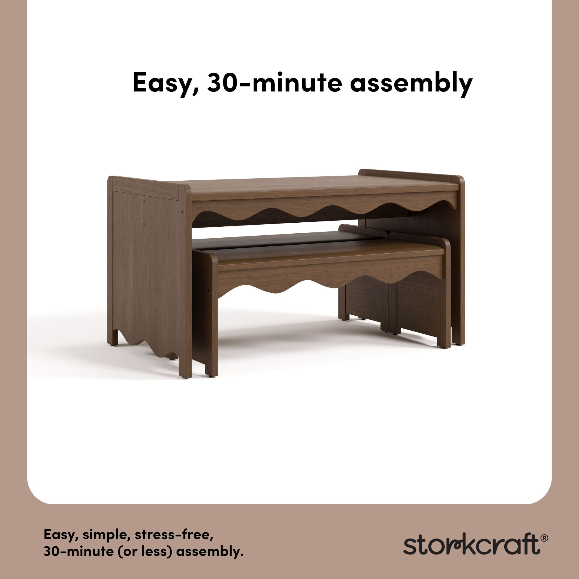 Casablanca hazelnut bench and table set assembly callout