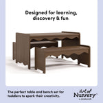 Casablanca hazelnut table and bench set design callout