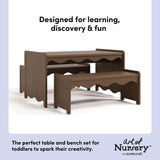 Casablanca hazelnut table and bench set design callout