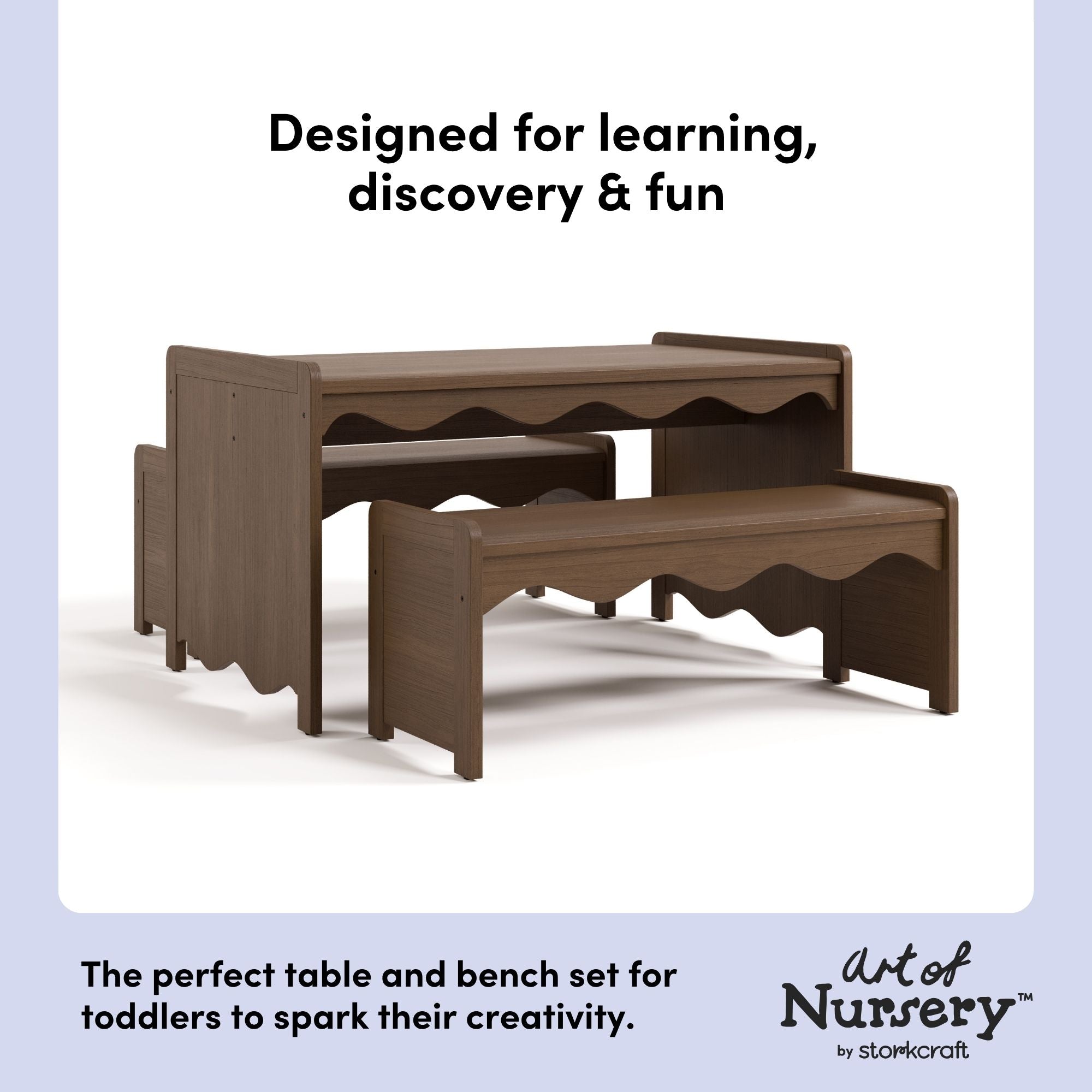 Casablanca hazelnut table and bench set design callout