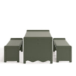 Casablanca olive table and bench set side view