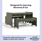 Casablanca olive table and bench set design callout