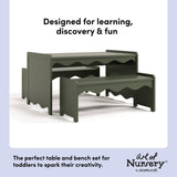 Casablanca olive table and bench set design callout