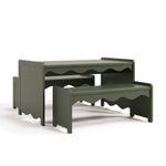 Casablanca olive table and bench set angle view
