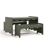 Casablanca olive table and bench set angle view
