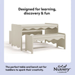 Casablanca frosted oat table and bench set design callout