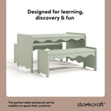 Casablanca sage bench and table set design callout