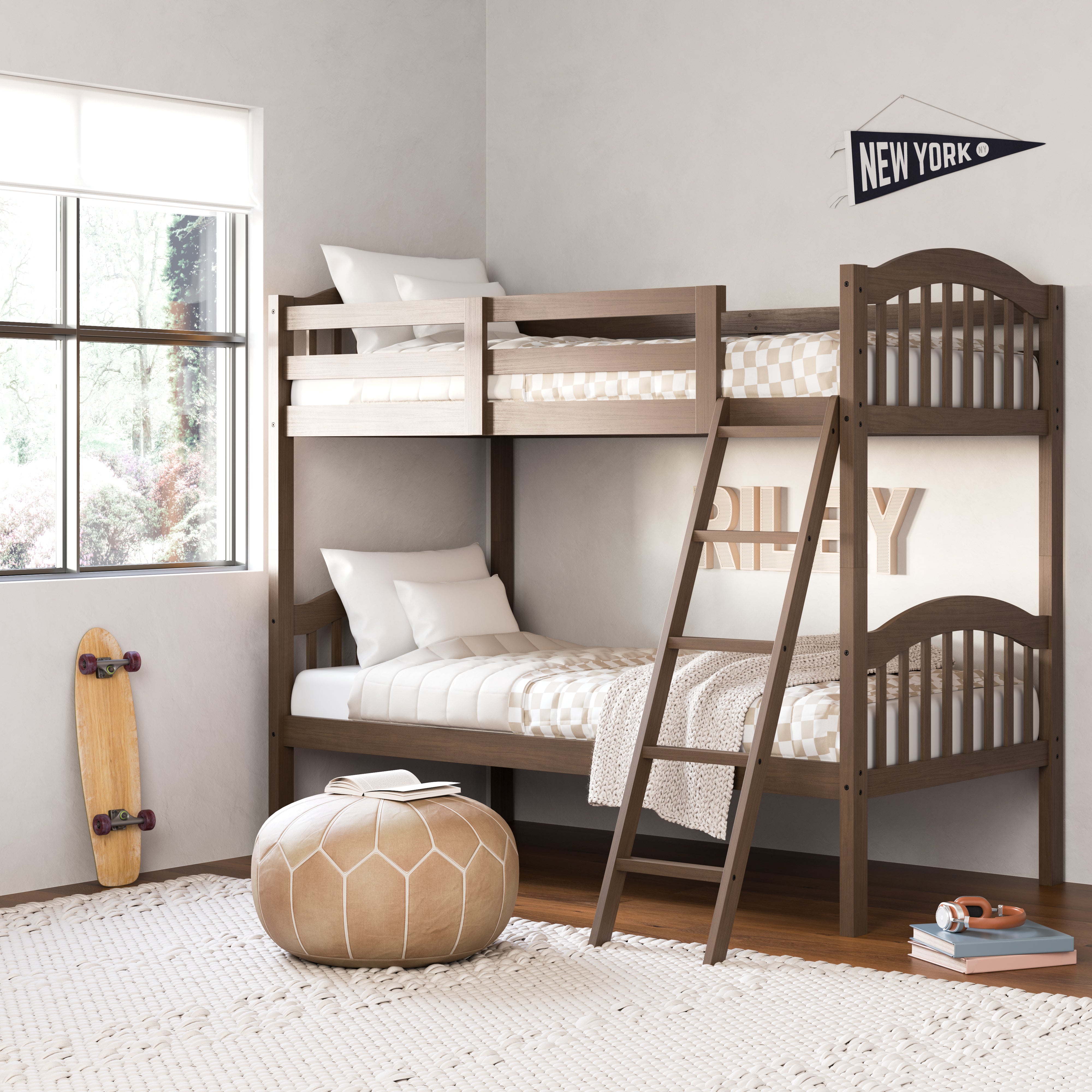 long horn hazelnut twin over twin bunk bed in kids room
