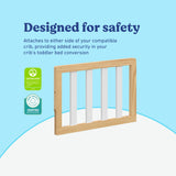 Graco natural with white toddler safety guardrail (slats) certifications callout
