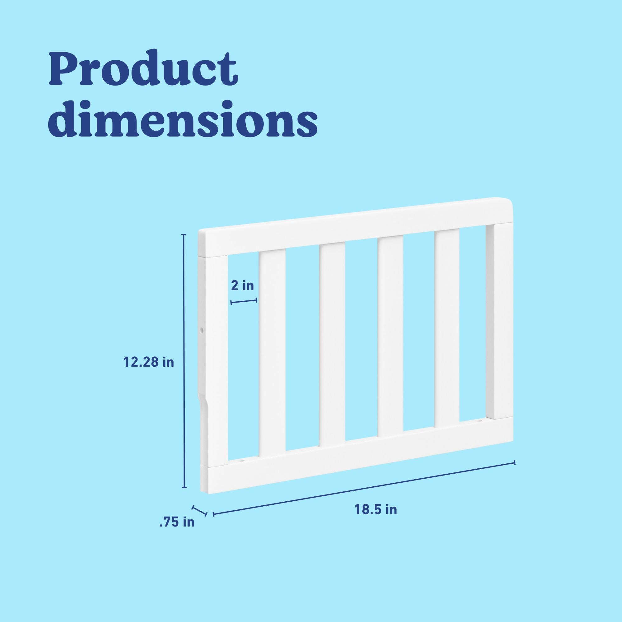 Graco white toddler safety guardrail (slats) with dimensions