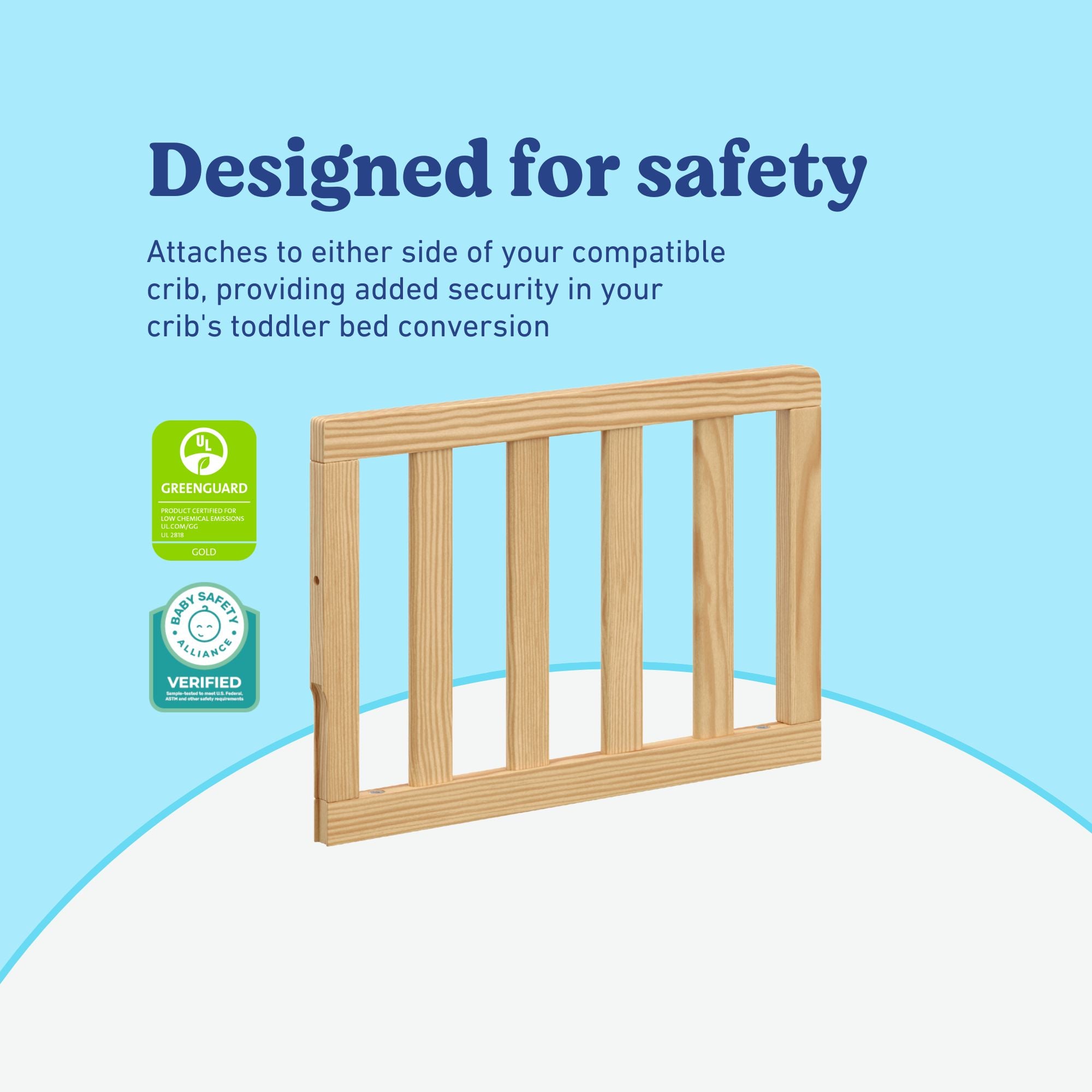 Graco natural toddler safety guardrail (slats) certifications callout