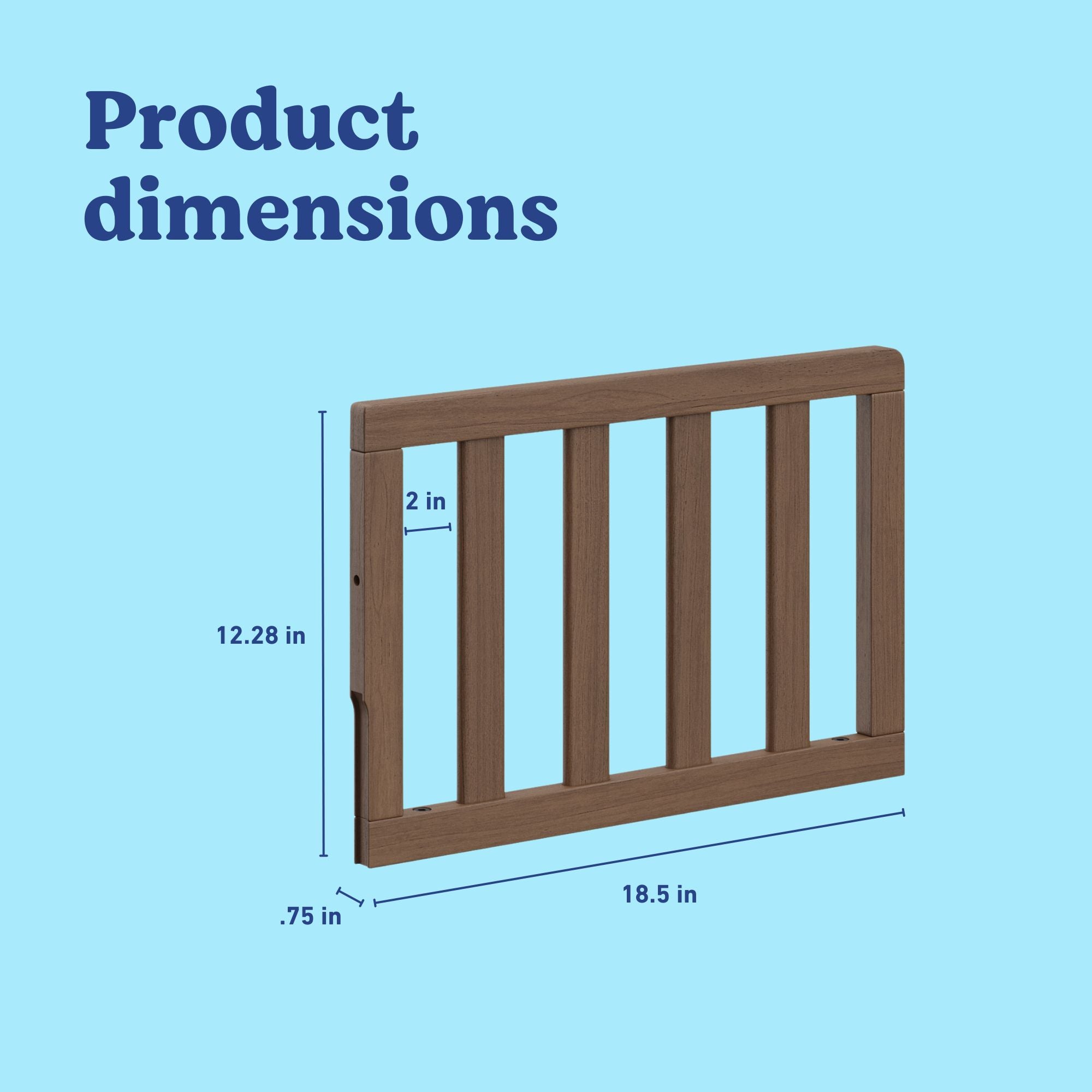 Graco hazelnut toddler safety guardrail (slats) with dimensions
