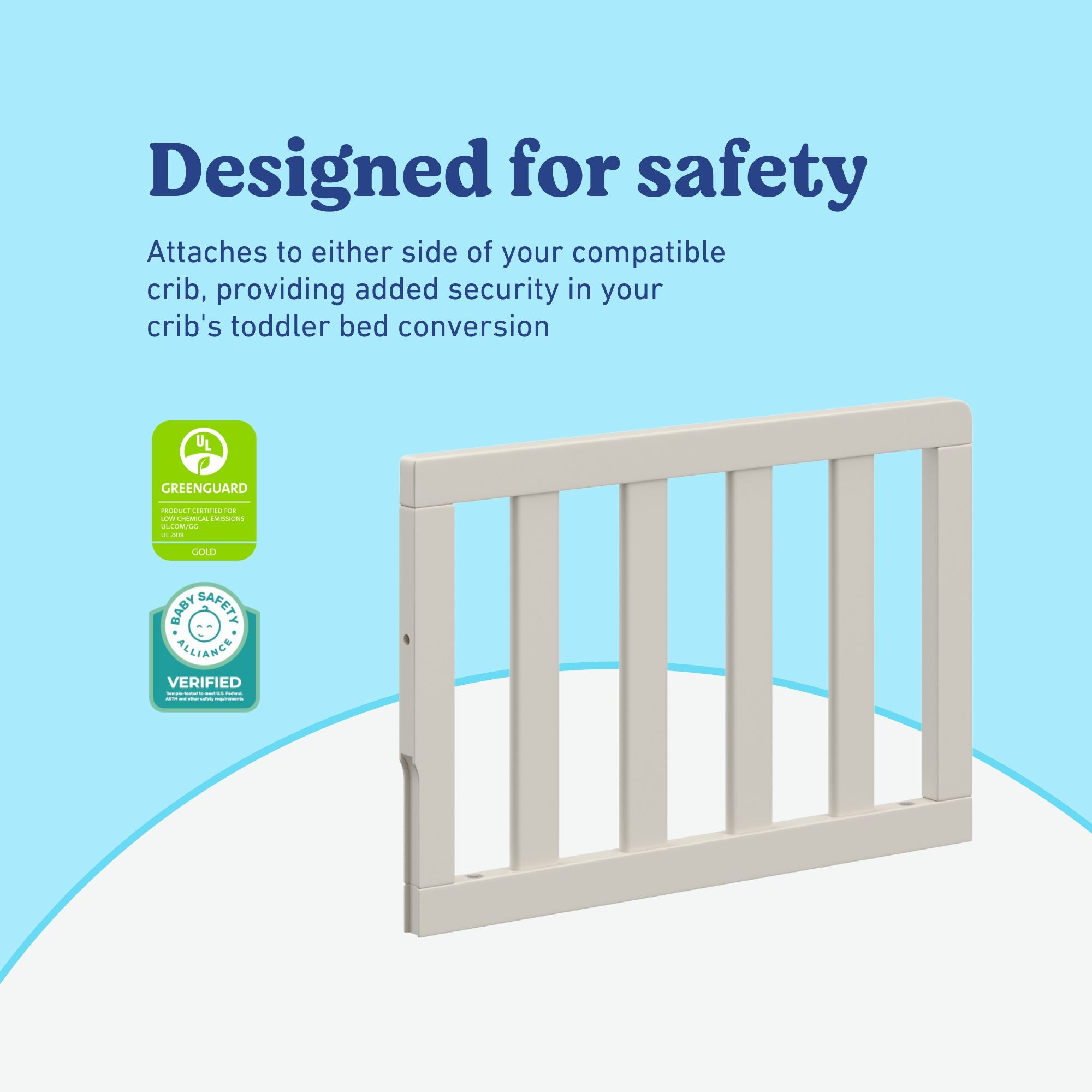 Graco frosted oat toddler safety guardrail (slats) certifications callout