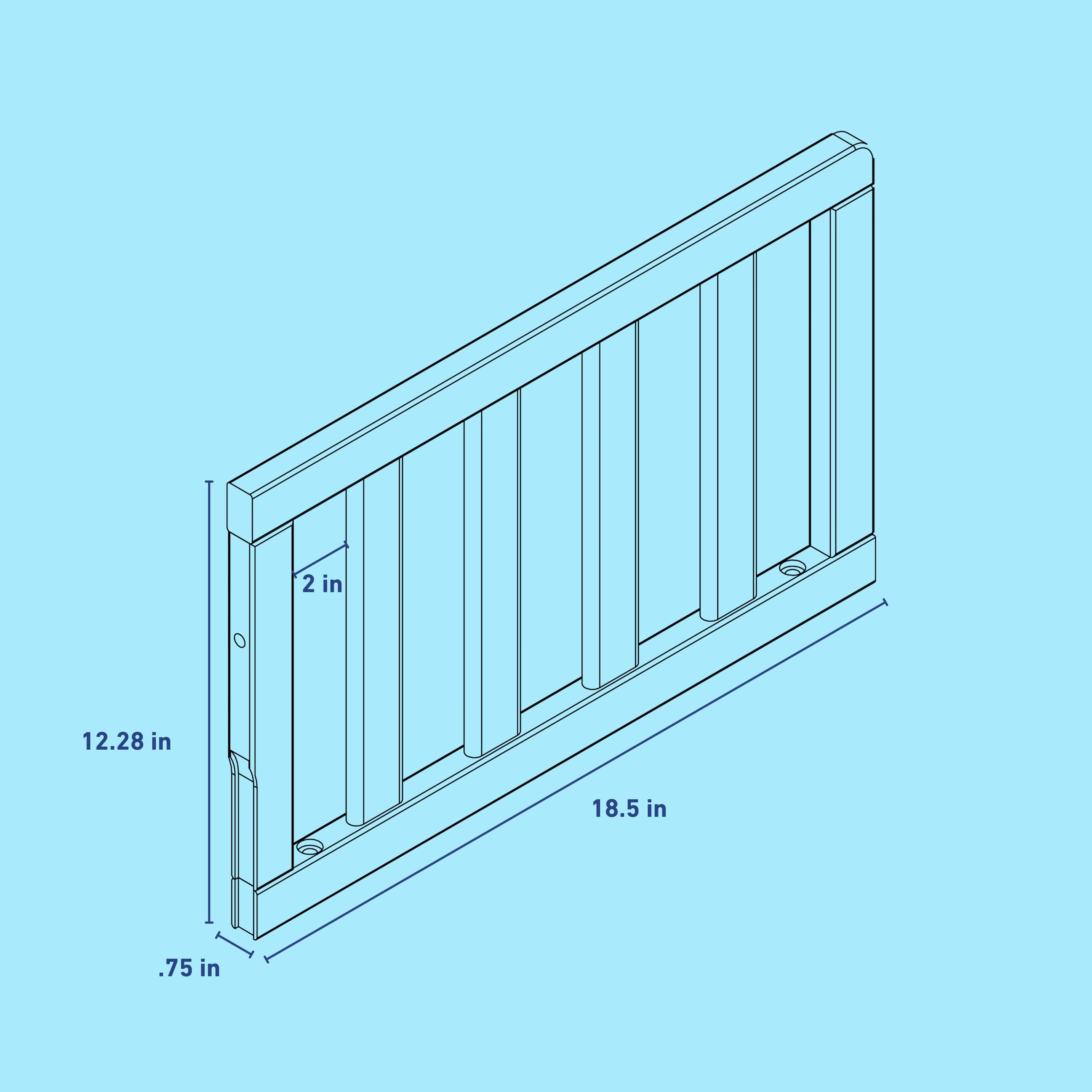 Graco Universal Toddler Guardrail (Slats) Dimensions