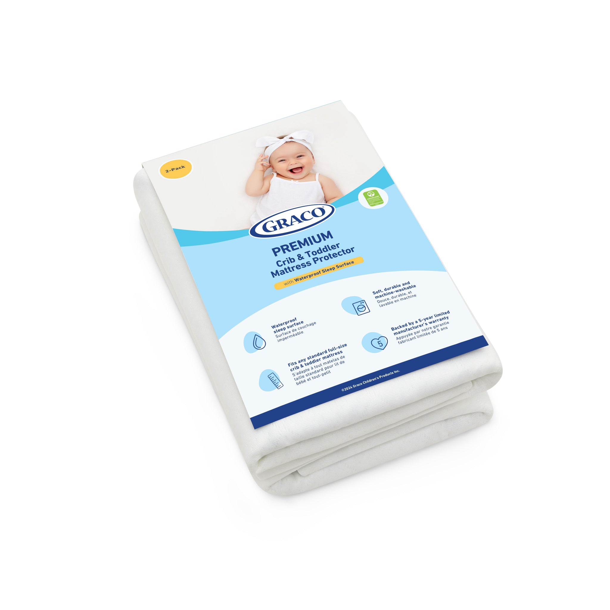 Top view of a 2-pack mattress protector