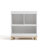 storkcraft modern convertible changing table white with driftwood front view