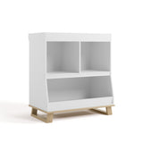 storkcraft modern convertible changing table white with driftwood angle view