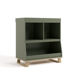 storkcraft modern convertible changing table olive with driftwood angle view