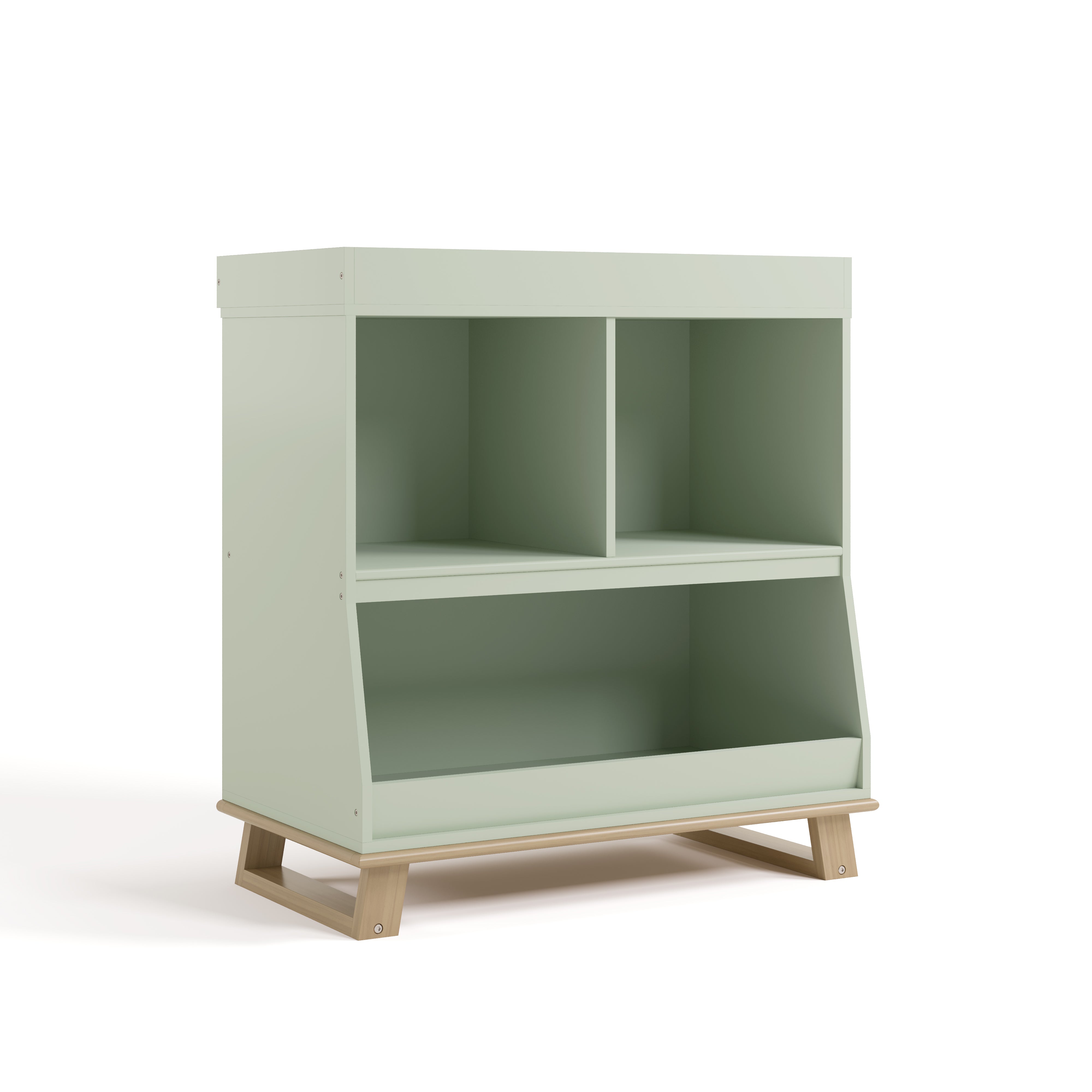 storkcraft modern convertible changing table sage with driftwood angle view