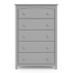 Kenton pebble gray 5 drawer dresser front view